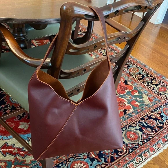 Portland Leather Goods Cognac Brown Oversized Naomi Tote Bag Purse Unicorn - Picture 10 of 10